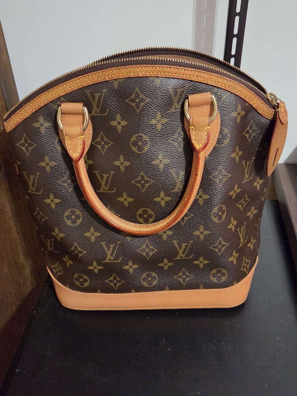 Authentic Louis Vuitton Monogram Satchel with Tan Accents
